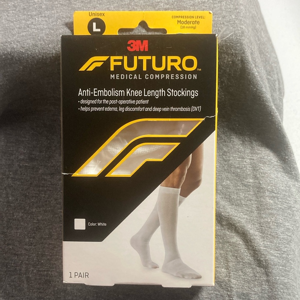 Futuro anti embolism knee length stockings white unisex L